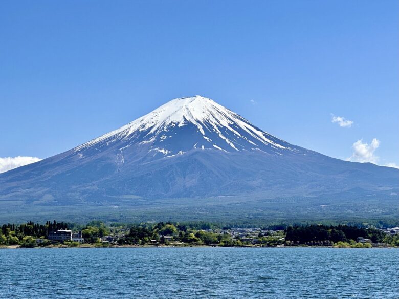 富士山と河口湖がある風景